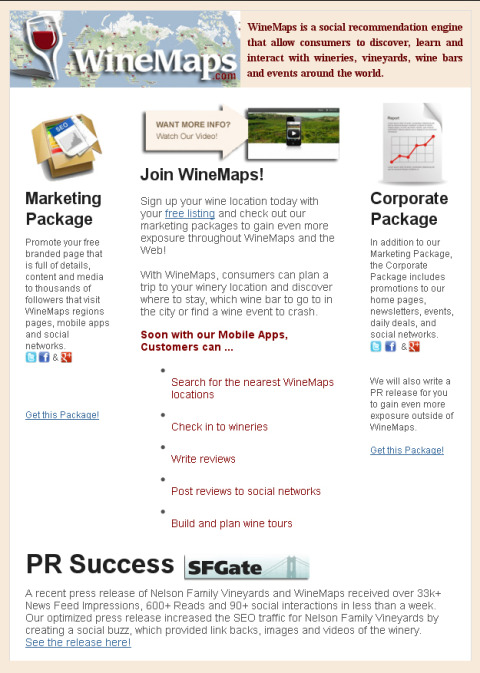 WineMaps.com HTML email template design